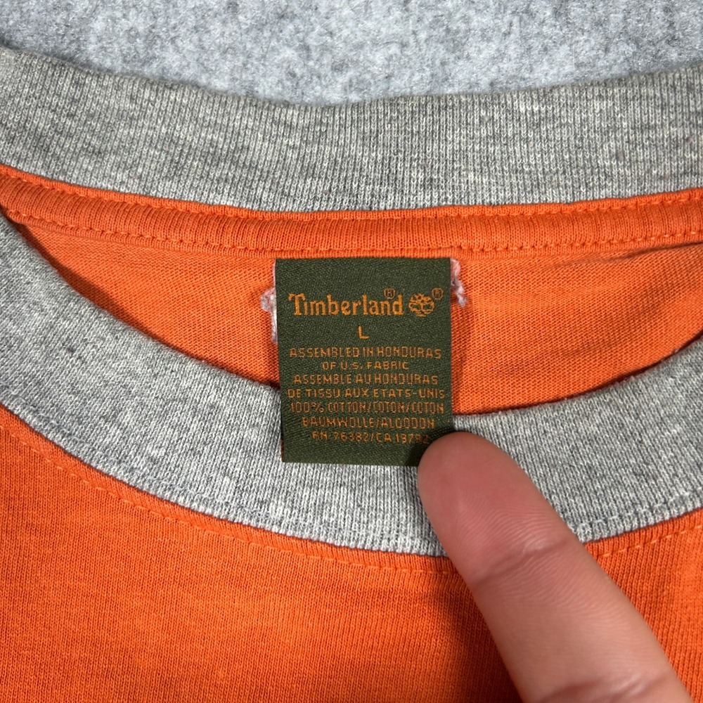 Timberland T Shirt Mens Large Orange Graphic Ringer Tee Gorpcore Outdoors - Picture 8 of 13